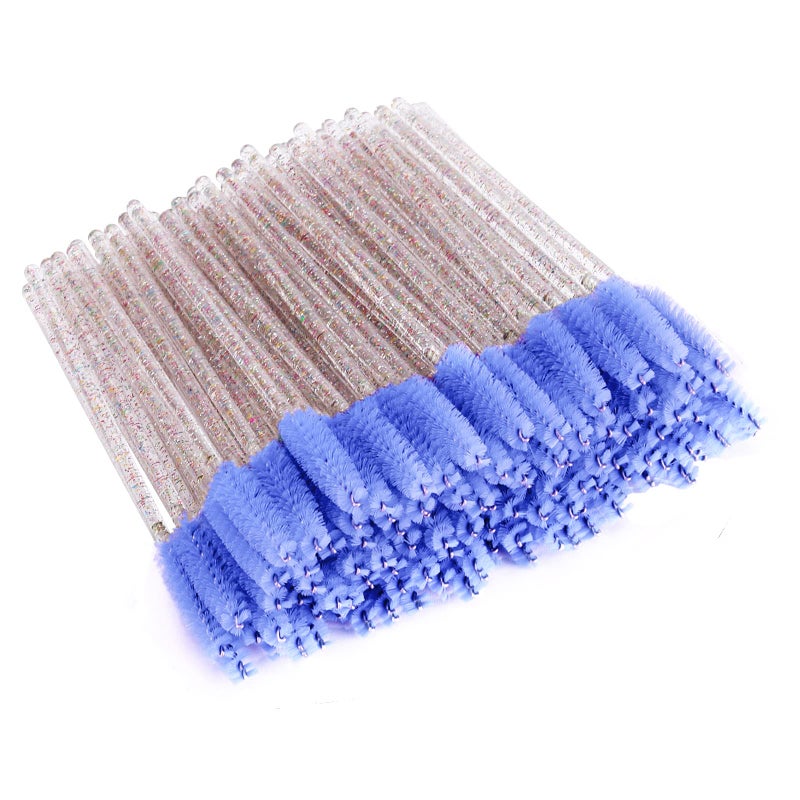 BTYMS 100 Pieces Disposable Eyelash Brush Mascara Wnad Brow Spoolie Brush Lash Applicator Spooly for Lash Extensions Purple