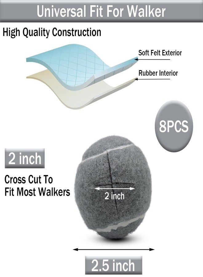 SHYUJAJIE 4 PCS Precut Walker Tennis Balls for Furniture Legs and Floor Protection, Heavy Duty Long Lasting Felt Pad Glide Coverings for Chair (Grey) - Image 2