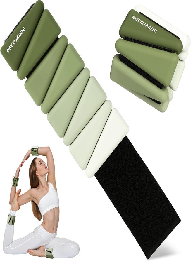 BECOJADDE Wrist Weights for Women At Home 2Lbs Ankle Weights Set of 2 Adjustable Weighted Wristbands Arm Leg Weights for Women Men Suitable for Walking Swimming Running Pilates Yoga Gym, Green - Image 1