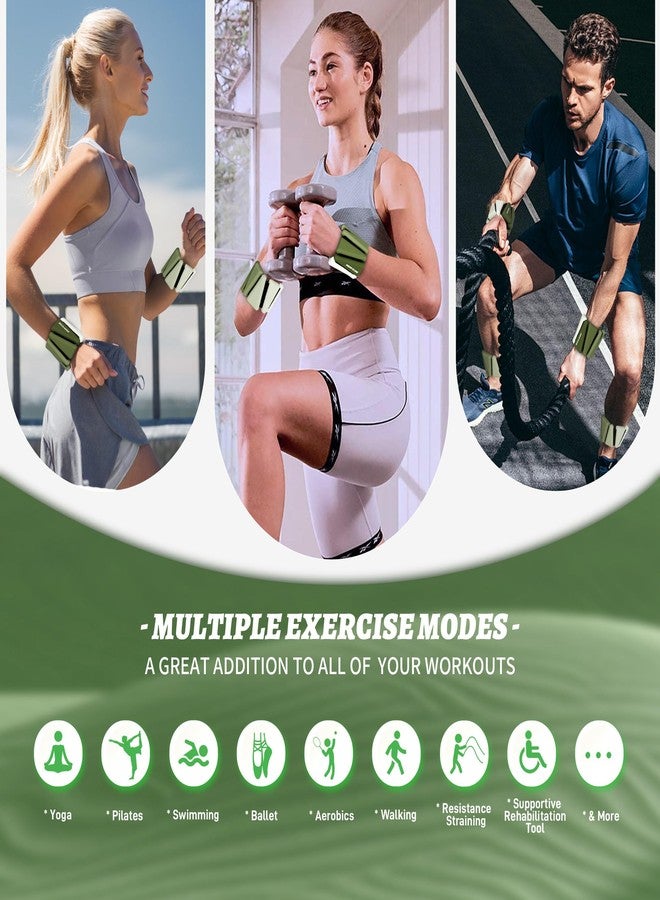 BECOJADDE Wrist Weights for Women At Home 2Lbs Ankle Weights Set of 2 Adjustable Weighted Wristbands Arm Leg Weights for Women Men Suitable for Walking Swimming Running Pilates Yoga Gym, Green - Image 3