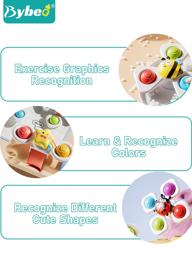 بيبو 6 قطع من ألعاب دوارة بأكواب شفط، ألعاب استحمام للأطفال، ألعاب دوارة للأطفال، ألعاب حسية للأطفال للسفر، كرسي مرتفع، نافذة، وعربة أطفال، هدايا عيد ميلاد للأطفال بعمر سنة فما فوق (3 قطع دوارة بالشفط + 3 قطع دوارة بسوار) - Image 4