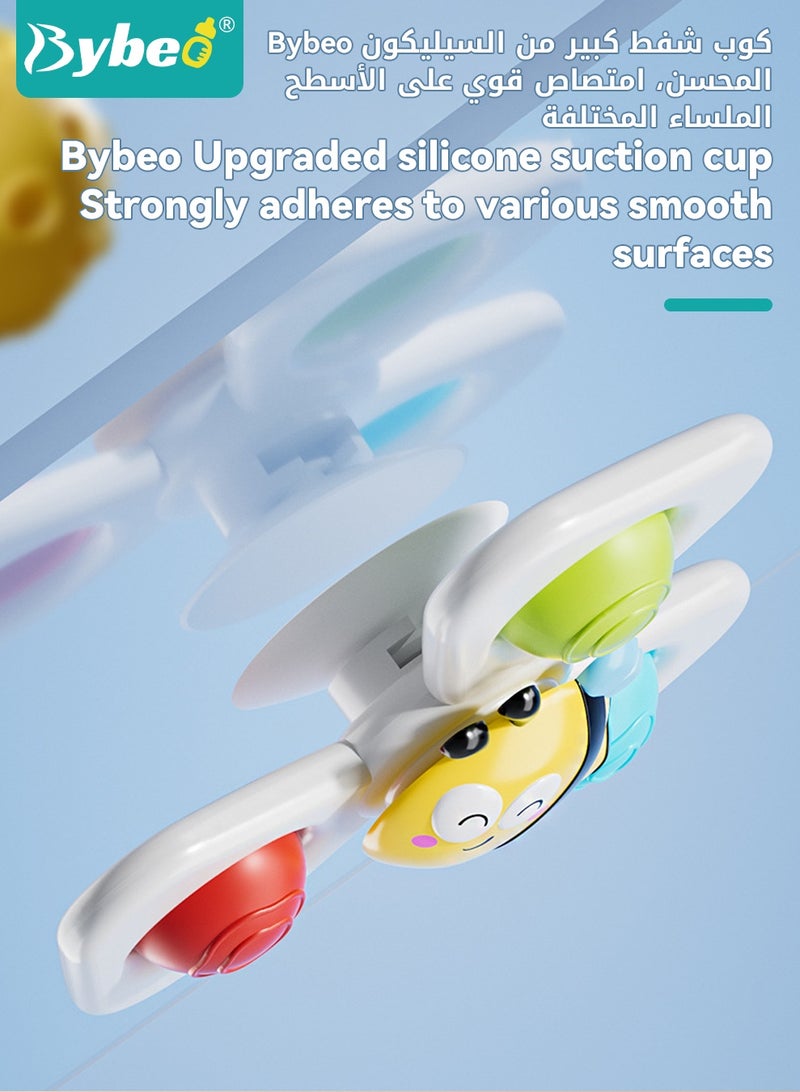 بيبو 6 قطع من ألعاب دوارة بأكواب شفط، ألعاب استحمام للأطفال، ألعاب دوارة للأطفال، ألعاب حسية للأطفال للسفر، كرسي مرتفع، نافذة، وعربة أطفال، هدايا عيد ميلاد للأطفال بعمر سنة فما فوق (3 قطع دوارة بالشفط + 3 قطع دوارة بسوار) - Image 5