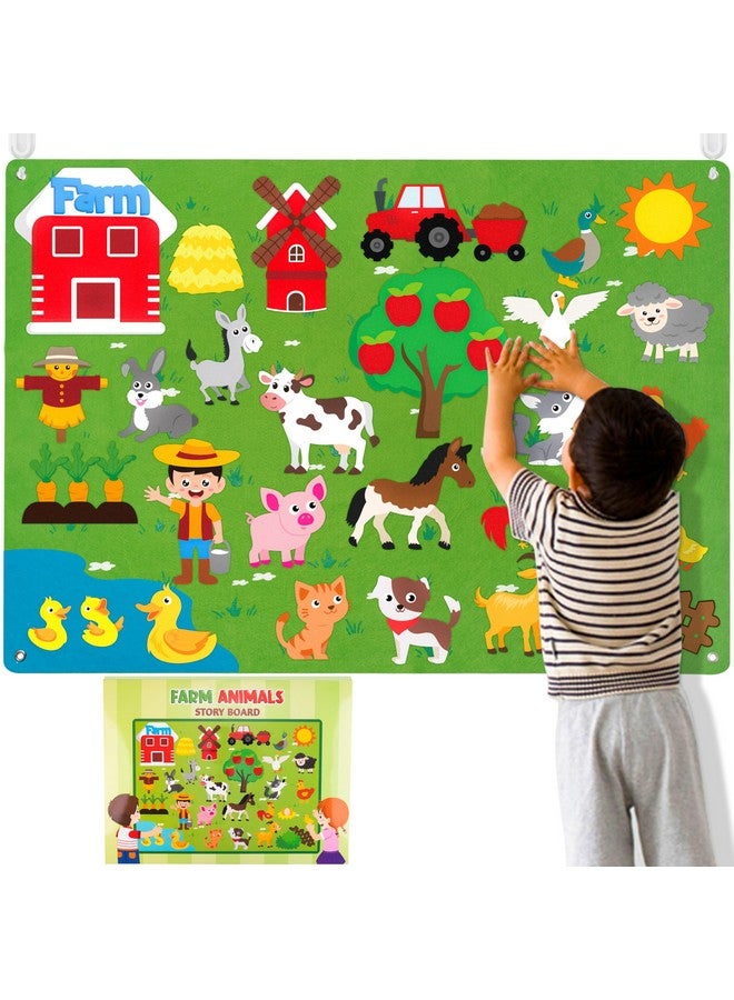 WATINC WATINC Farm Animals Felt Story Board Set 3.5Ft 38Pcs Preschool Farmhouse Themed Storytelling Flannel Barnyard Domestic Livestock Early Learning Interactive Play Kit Wall Hanging Gift for Kids  - Image 1