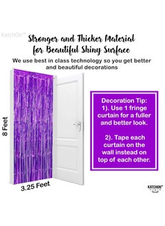 KATCHON Shiny Purple Fringe Curtain - 3.2 x 8 Feet Pack of 1 | Metallic Purple Foil Fringe Streamers for Birthday Party Decorations | Purple Fringe For Eid Decoration  - Image 2