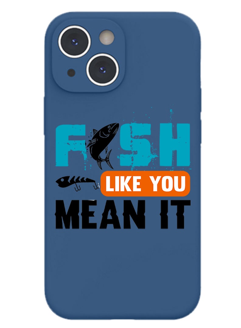 Theodor Protective Slim Fit Case Liquid Silicone Cover with Full Body Protection Anti-Scratch Shockproof Case For iPhone 14 Blue  - Fish like u mean it copy - Image 1