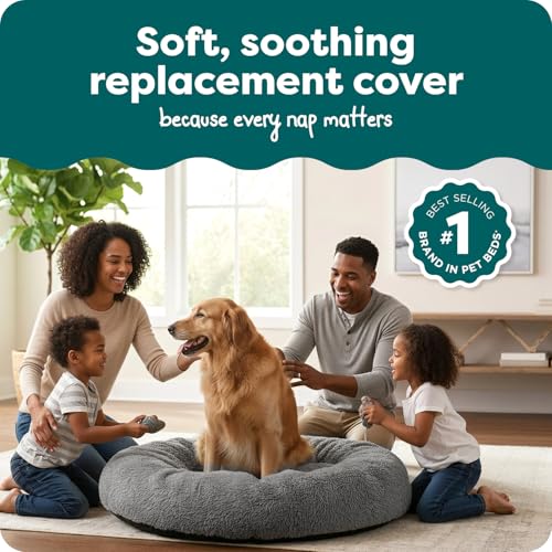 FurHaven Replacement Dog Bed Cover Long Faux Fur for Calming Cuddlers Machine Washable Customizable Filling Jumbo XL Gray - Image 3