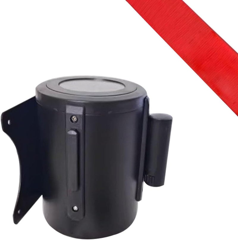 Red Retractable Belt Barrier, Heavy Duty Carbon Steel Housing with Mounting Accessories, Wall Mount Safety Cordon Barrier (B 10M(32FT)) - Image 1