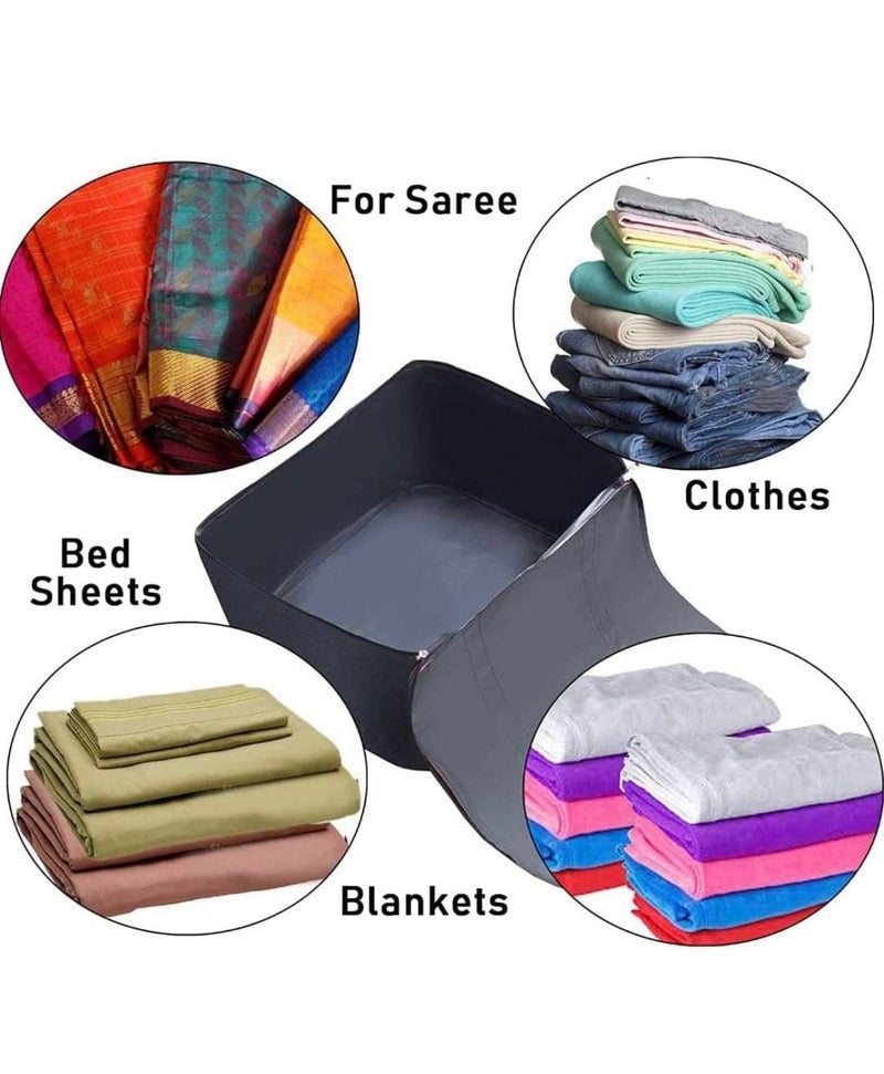 AT Ankit Traders Ankit Traders Non Woven Underbed Storage Bag Ideal for Comforters Blankets Closet Storage Organisation Pack of 1 Dark Blue - Image 3