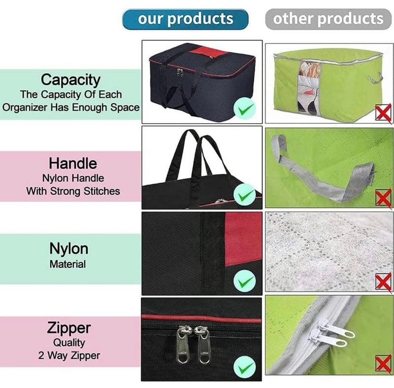 AT Ankit Traders Ankit Traders Non Woven Underbed Storage Bag Ideal for Comforters Blankets Closet Storage Organisation Pack of 1 Dark Blue - Image 4
