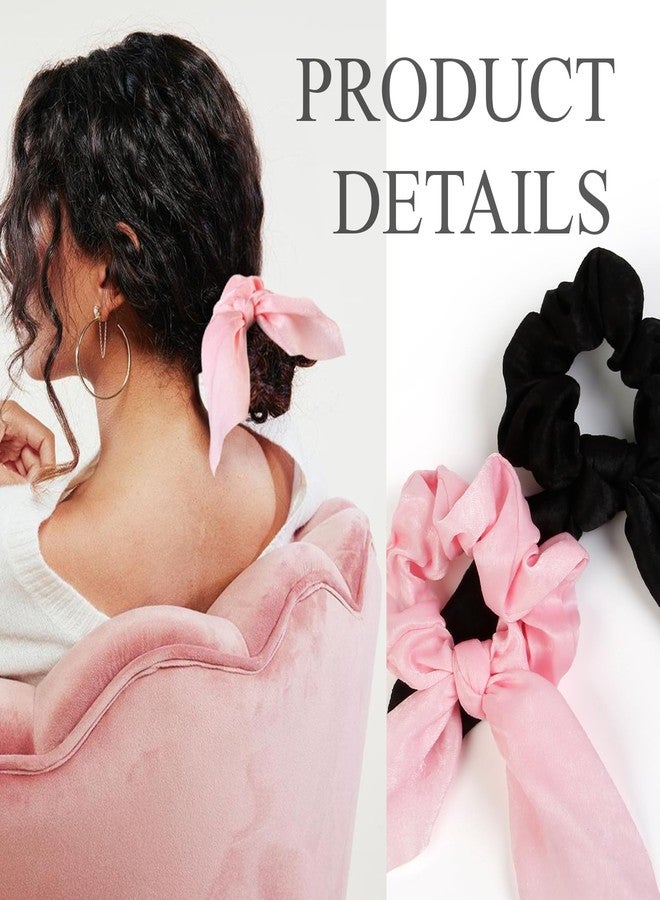 TEBIEKOY 8 PCS Bow Hair Scrunchies Detachable Silky Satin Hair Ties for Women Girls Silk Hair Scrunchies with Long Ribbon Bows Ponytail Holder Elastic Hair Ties Knotted Bow Silk Hair Accessories - Image 4