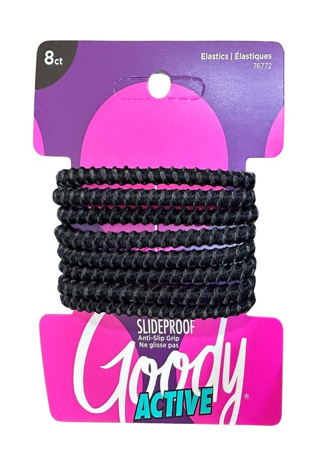 Goody Nonslip Womens Elastic Hair Tie - 8 Count, Black - 4MM For Medium Hair- Ouchless Hair Accessories For Women Perfect For Long Lasting Braids, Ponytails And More - Pain-Free - Image 1