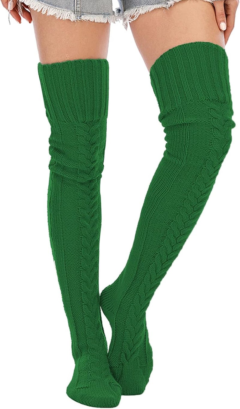 SherryDC Women's Cable Knit Thigh High Socks Winter Boot Stockings Extra Long Over Knee High Leg Warmers - Image 1