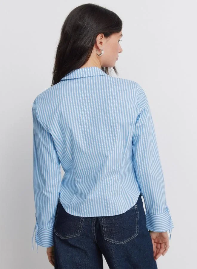 Springfield  Fitted cotton shirt, with a shirt collar, with buttons on the front and cuffs. for Women | Best Price UAE