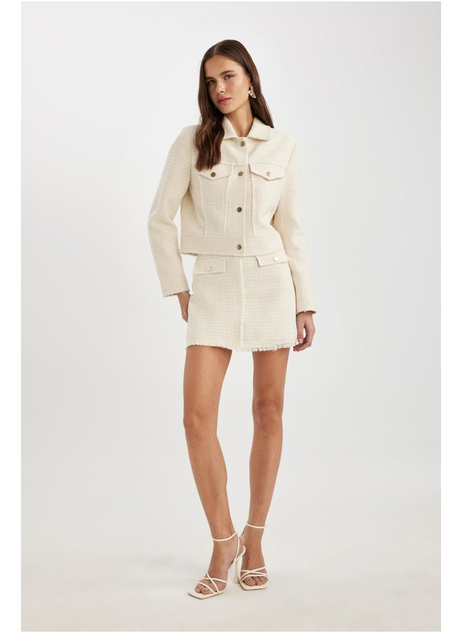 DeFacto - Woman Smart Casual Cropped Fit Shirt Neck Long Sleeve Blazer - Image 1