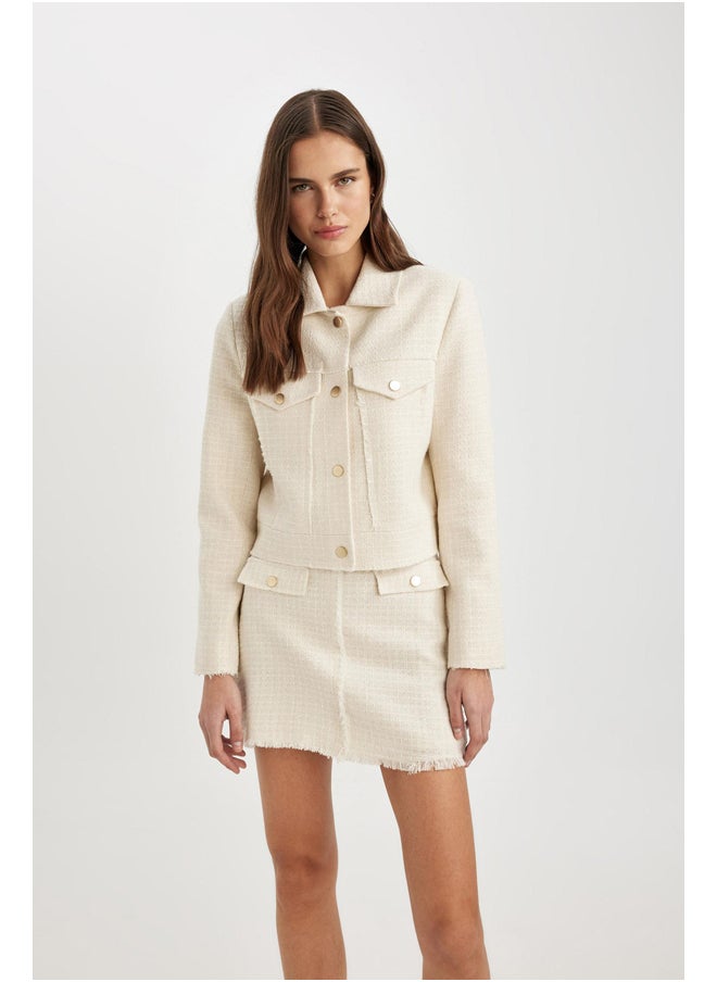 DeFacto - Woman Smart Casual Cropped Fit Shirt Neck Long Sleeve Blazer - Image 1