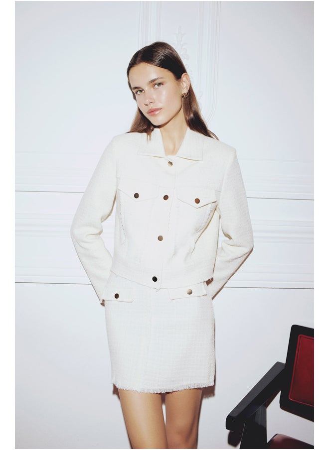 DeFacto - Woman Smart Casual Cropped Fit Shirt Neck Long Sleeve Blazer - Image 1