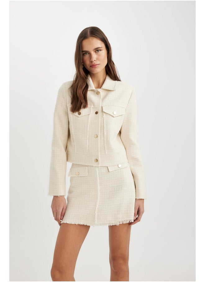 DeFacto - Woman Smart Casual Cropped Fit Shirt Neck Long Sleeve Blazer - Image 1