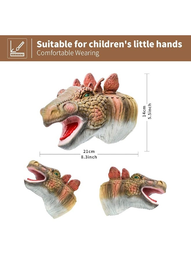Yolococa Yolococa Dinosaur Hand Puppets Realistic Latex Soft Animal Toys Set, Tyrannosaurus, Triceratops, Stegosaurus Hand Puppet Toys Gift for Kids, Party Imaginative Games, 3 Pack  - Image 2
