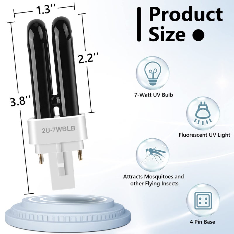Kittmip 2 Pack Bug Zapper Replacement Fluorescent Bulbs, 41050 Bulbs Compatible with DynaTrap DT1050 DT1100 DT1250, 7W UV Light Ultraviolet Mosquito Killer Lamp, 1/2 Acre Trap Replacement Bulb - Image 2