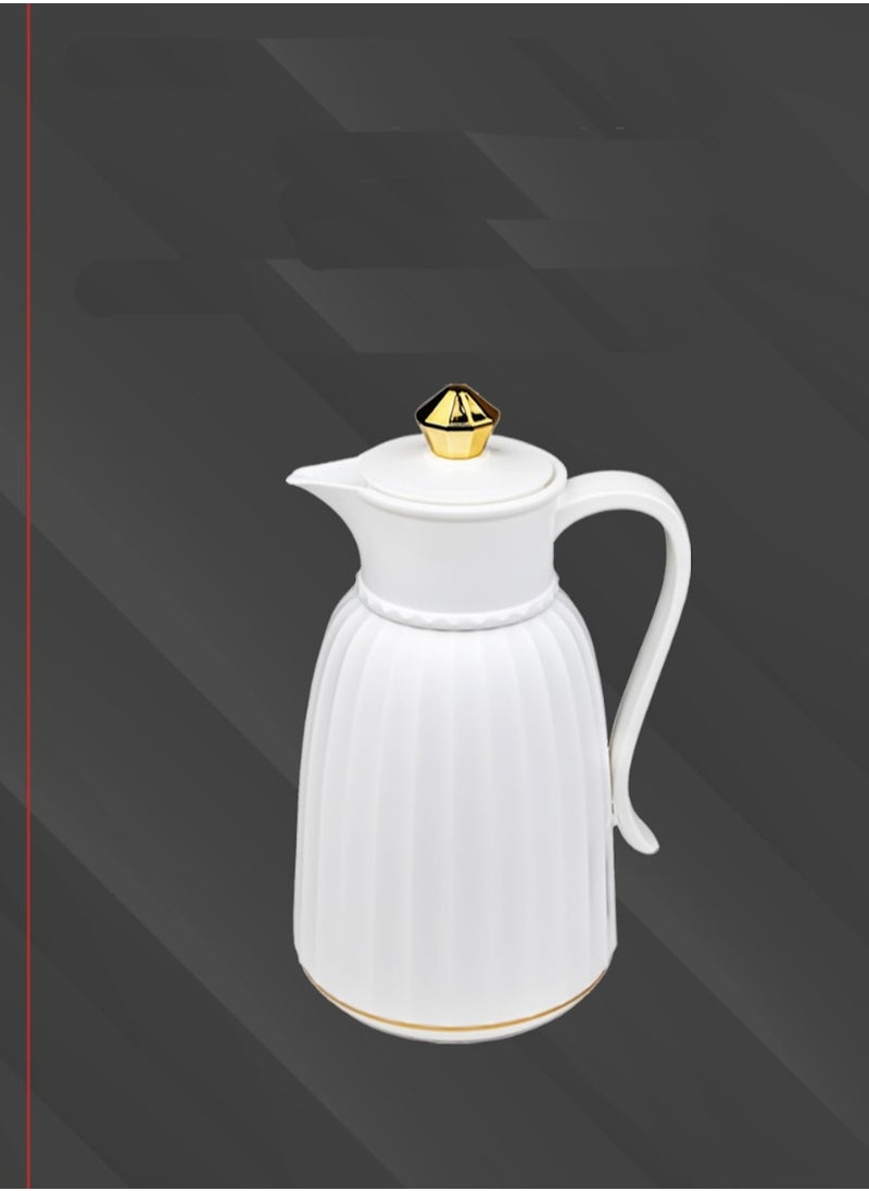 BASURRAH Home Master Tea and Coffee Thermos - 1.0L, White Striped, Keeps Warm for 12 Hours  - Image 3
