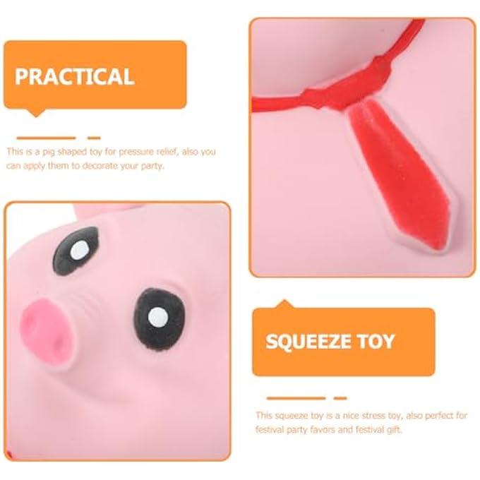 SAFIGLE Pig Squeeze Toy, 21cm Large Pig Toy, Swimming Pool Toy, Cute Pink Animal Squeeze Toy, Novelty Cute Squeeze Toy, Pig Stress Ball, Pig Sensor Balls - Image 3