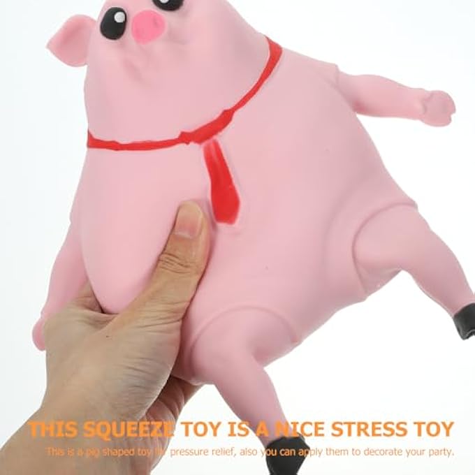SAFIGLE Pig Squeeze Toy, 21cm Large Pig Toy, Swimming Pool Toy, Cute Pink Animal Squeeze Toy, Novelty Cute Squeeze Toy, Pig Stress Ball, Pig Sensor Balls - Image 2