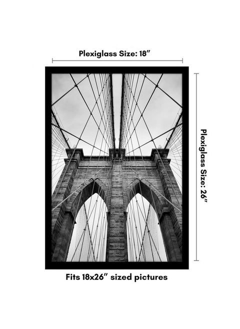 Americanflat 18x26 Picture Frame with Polished Plexiglass - Black Picture Frame with Engineered Wood - Epic Collection - Wide Photo Frame for Wall Display