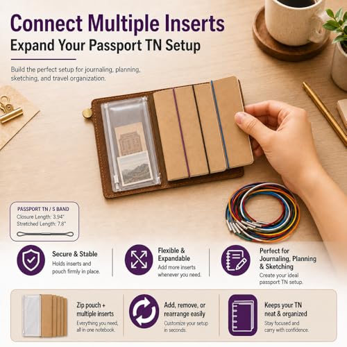 Dwpetzo 13 Colors Passport Size Elastic Bands for Travelers Notebook Accessories, Travel Journal Book Closure Bands for Traveler's Notebook Connecting Reffils Inserts - Image 5