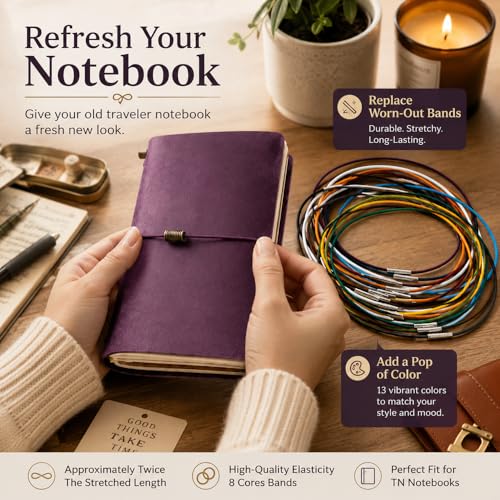 Dwpetzo 13 Colors Passport Size Elastic Bands for Travelers Notebook Accessories, Travel Journal Book Closure Bands for Traveler's Notebook Connecting Reffils Inserts - Image 4