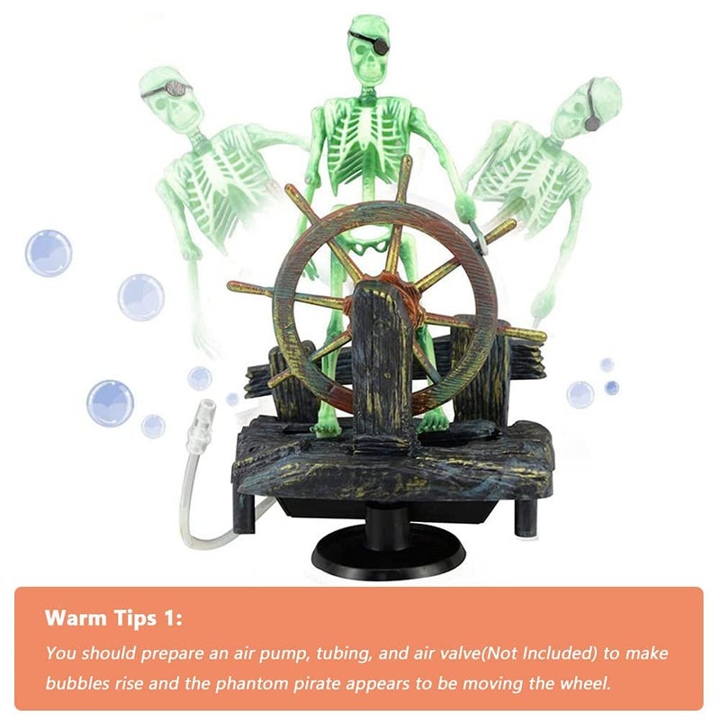 Mesee Aquarium Pirate Captain Decoration, Skeleton Seaman Landscape Fish Tank Decor, Undersea Air-driven Aquatic Ornament Decorations for Home Fishing Tank/Arts Crafts/Decorating - Image 5