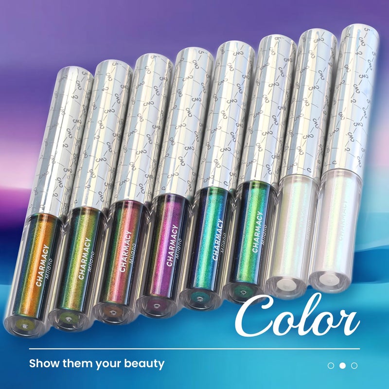 CHARMACY Multichrome Eyeliner Liquid Liner, Glitter liquid eyeliner waterproof, Metallic Intense Color Shifting Colorful Eyeliner, Long wearing, Ultra-Fine Tip Smudge-proof, GREEN INDIGO 905 - Image 5