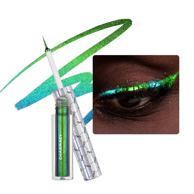 CHARMACY Multichrome Eyeliner Liquid Liner, Glitter liquid eyeliner waterproof, Metallic Intense Color Shifting Colorful Eyeliner, Long wearing, Ultra-Fine Tip Smudge-proof, GREEN INDIGO 905 - Image 1