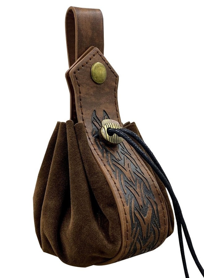 M-YOUNG DND Dice Pouch,Medieval Embossed Faux Leather Belt Pouch, Retro Renaissance Portable Belt Bag Coin Purse Dice Bag (Brown) - Image 2