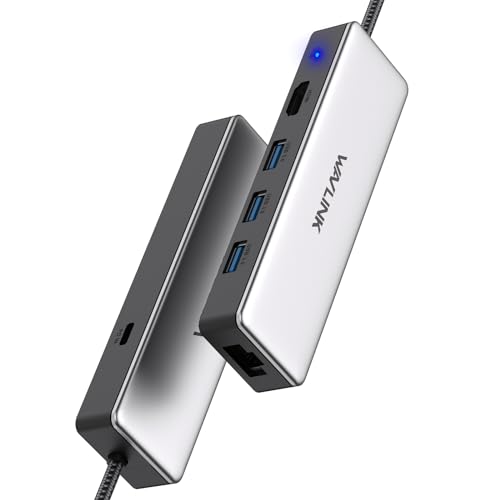 WAVLINK USB C Hub, 6-in-1 USB C Adapter for MacBook Pro/Air/Thunderbolt 3/Type C Devices, with 4K@30Hz HDMI, 3 USB 3.0, Gigabit Ethernet, 100W Power Delivery for Windows and Mac - Image 1
