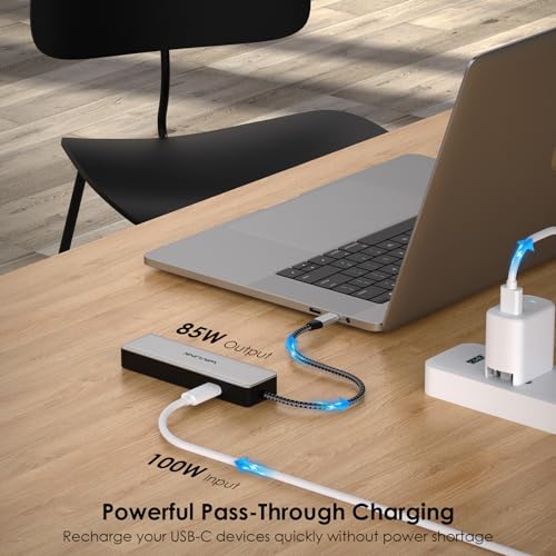 WAVLINK USB C Hub, 6-in-1 USB C Adapter for MacBook Pro/Air/Thunderbolt 3/Type C Devices, with 4K@30Hz HDMI, 3 USB 3.0, Gigabit Ethernet, 100W Power Delivery for Windows and Mac - Image 4