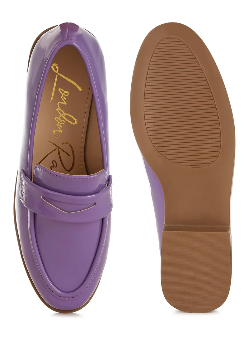 London Rag Penny Strap Detail Loafers in Lilac