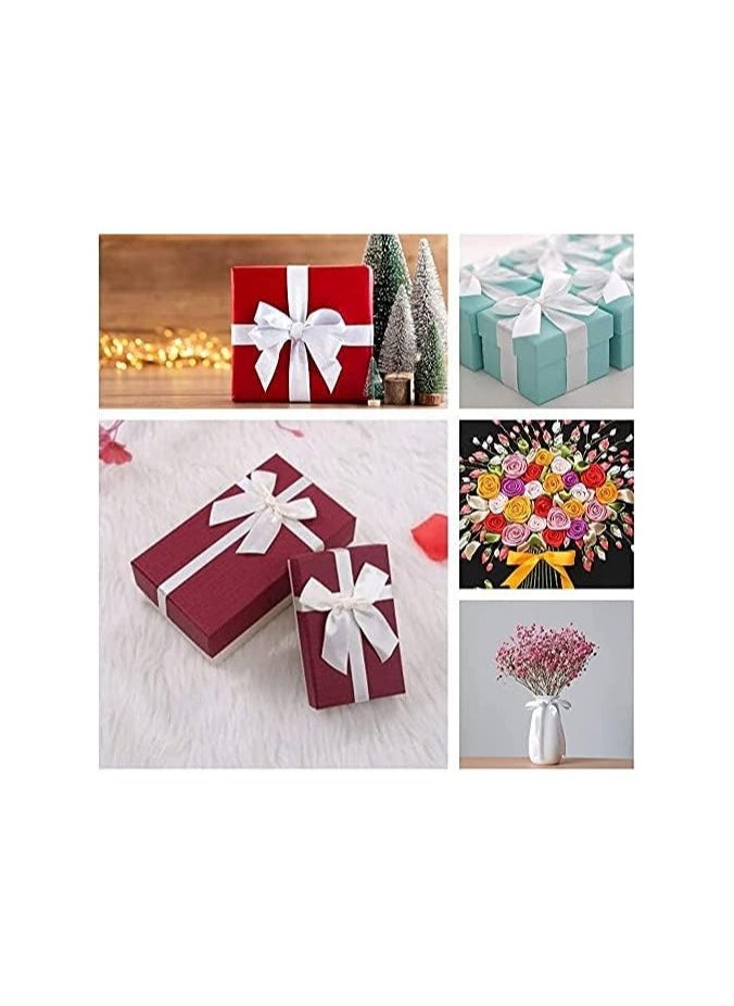 MARKQ - White Satin Ribbon, 12mm x 25yd Fabric Polyester Ribbon for Gift Wrapping, Party Favors, Wedding Decorations, Bow Making, Bouquets, Sewing Projects & Craft Supplies - Image 1