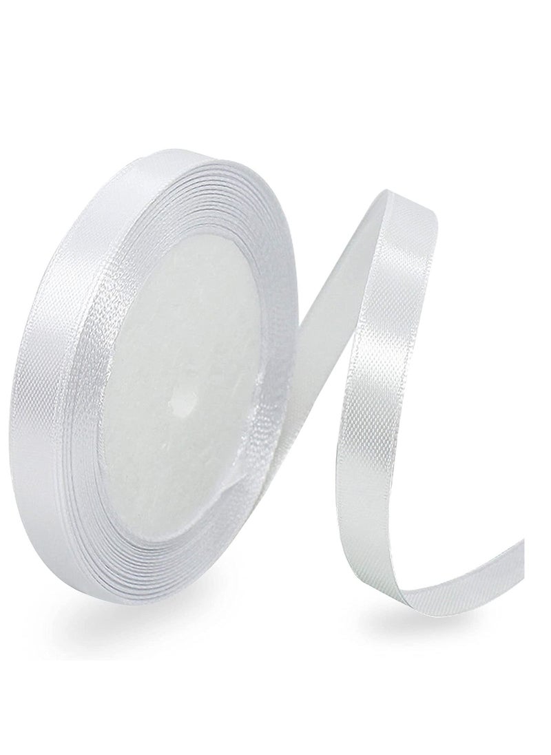 MARKQ - White Satin Ribbon, 12mm x 25yd Fabric Polyester Ribbon for Gift Wrapping, Party Favors, Wedding Decorations, Bow Making, Bouquets, Sewing Projects & Craft Supplies - Image 1