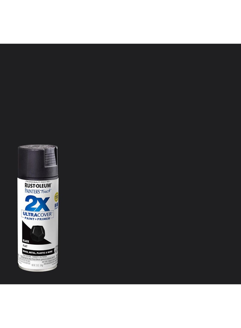 RUST-OLEUM 12oz Painter's Touch 2X Flat Spray Paint - Black - Image 3