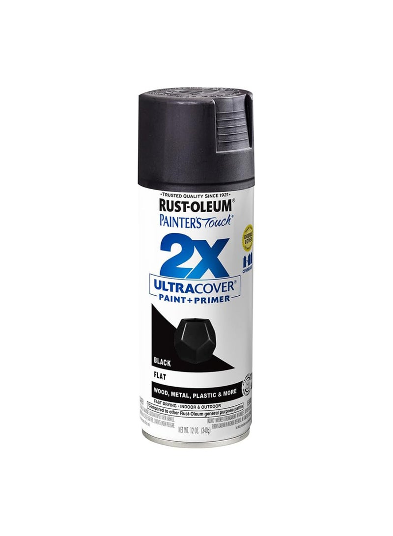 RUST-OLEUM 12oz Painter's Touch 2X Flat Spray Paint - Black - Image 1