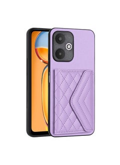 erorex For Xiaomi Redmi 13C 5G / Redmi 13R Rhombic Texture Card Bag RFID Phone Case(Light Purple) 