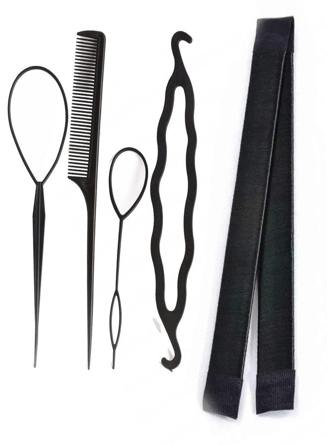 EPARTY مجموعة من 5 قطع من أدوات تصفيف الشعر على شكل كعكة للبنات والسيدات - أسود - Image 1