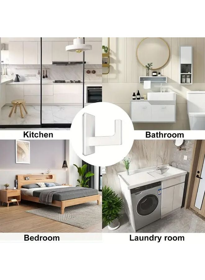 White Self Adhesive Towel Hooks Heavy Duty No Drill Wall Hangers For Bathroom Bedroom Kitchen - Image 3