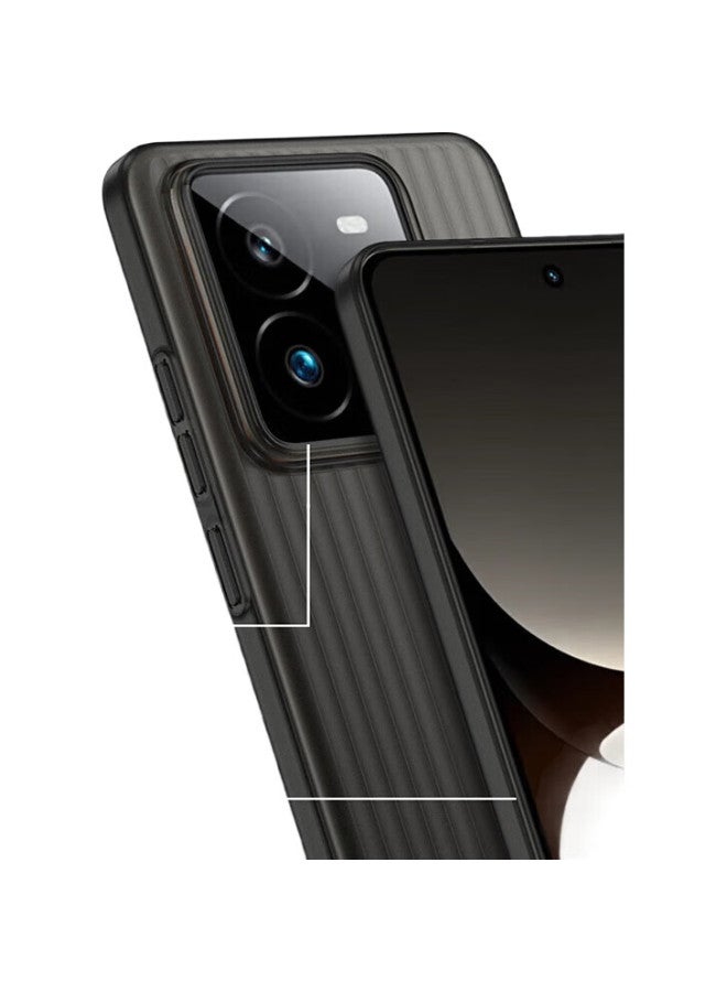 KMaxAI Ultra-Thin Matte Case For Realme Gt7 Pro, Full Coverage Lens Protection, Anti-Slip, Semi-Transparent, Simple And Heat Dissipating Case, Corrugated Pattern - Transparent Black - Image 3