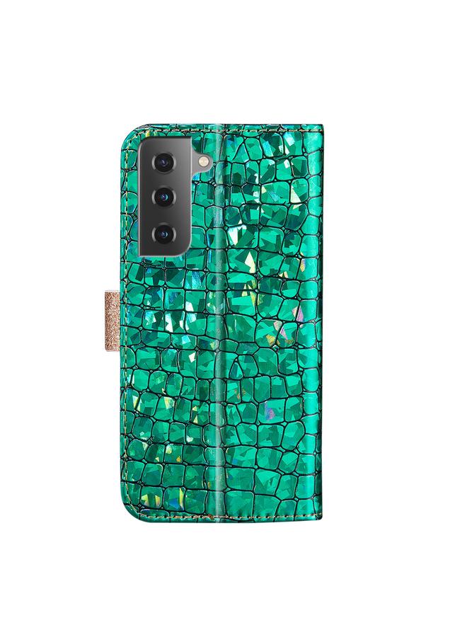 S-TOP Case For Samsung Galaxy S21 FE Laser Glitter Powder Matching Crocodile Texture Horizontal Flip Leather Case with Card Slots & Holder & Wallet - Image 3