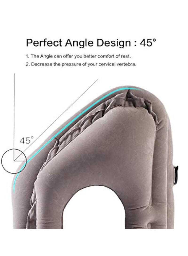Arabest Inflatable Travel Pillow for Airplane, inflatable Neck Air Pillow for Sleeping to Avoid Neck and Shoulder Pain, Comfortably Support Head, Neck and Lumbar, Used for Airplane, Car, Bus and Office (Grey) - Image 3