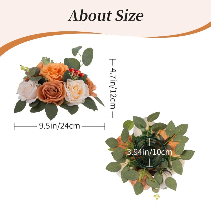 BLOSMON Terracotta Flowers for Wedding Centerpieces: 10 Pcs Artificial Rose Flower Balls Table Decorations - Fall Fake Silk Kissing Floral Arrangements for Home Party Event DIY Decor - Image 5