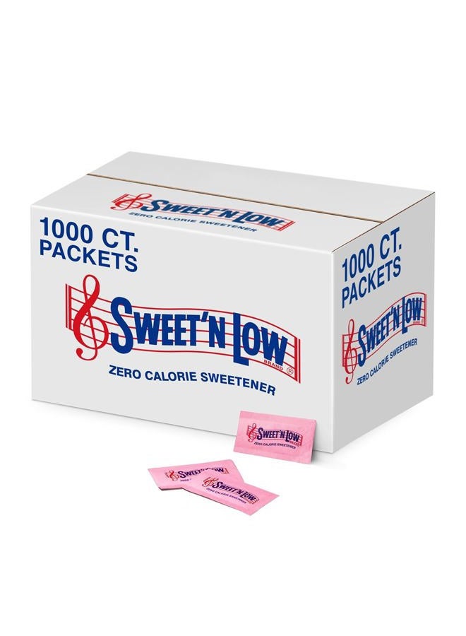 SWEET'N LOW عبوات محليات صفرية السعرات الحرارية، 1000 قطعة، حلال وخالية من الغلوتين، مؤشر جلايسيمي منخفض، عبوات محليات فردية للشاي والقهوة - Image 1