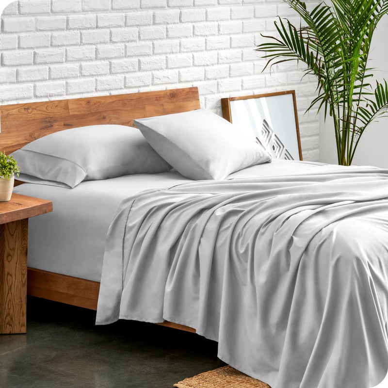 بير هوم Queen Sheet Set - Luxury 1800 Ultra-Soft Microfiber - Double Brushed - Deep Pockets - Easy Fit - 4 Piece Set - Bedding Sheets u0026 Pillowcases (Queen, Cloud Grey) - Image 2