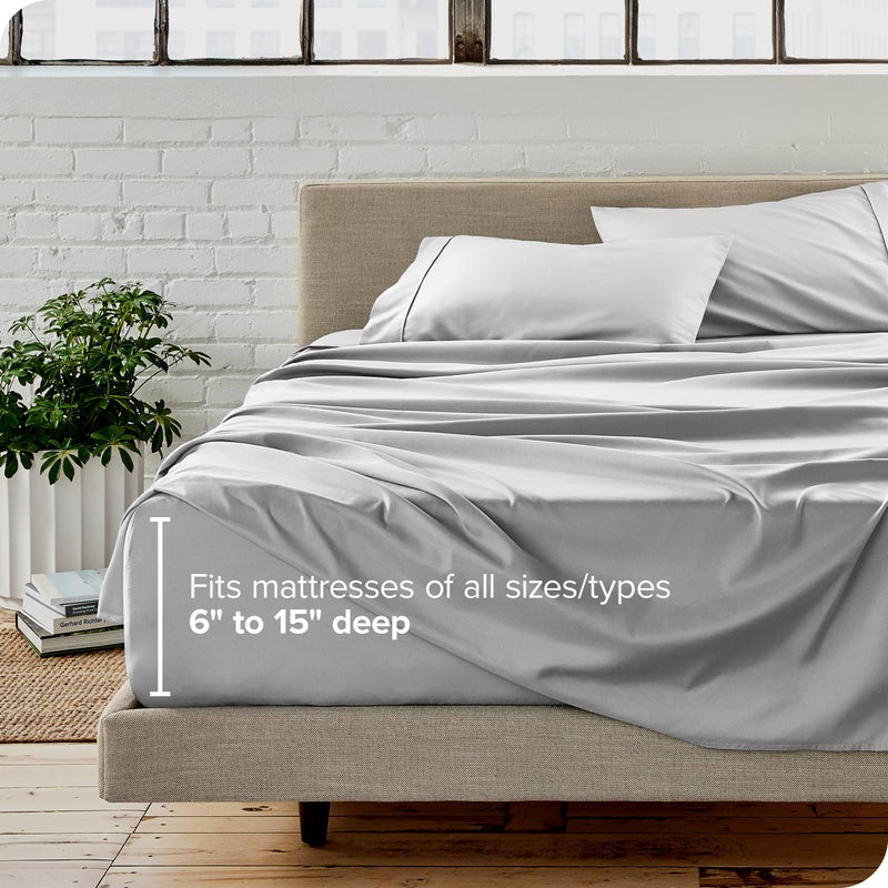 بير هوم Queen Sheet Set - Luxury 1800 Ultra-Soft Microfiber - Double Brushed - Deep Pockets - Easy Fit - 4 Piece Set - Bedding Sheets u0026 Pillowcases (Queen, Cloud Grey) - Image 5